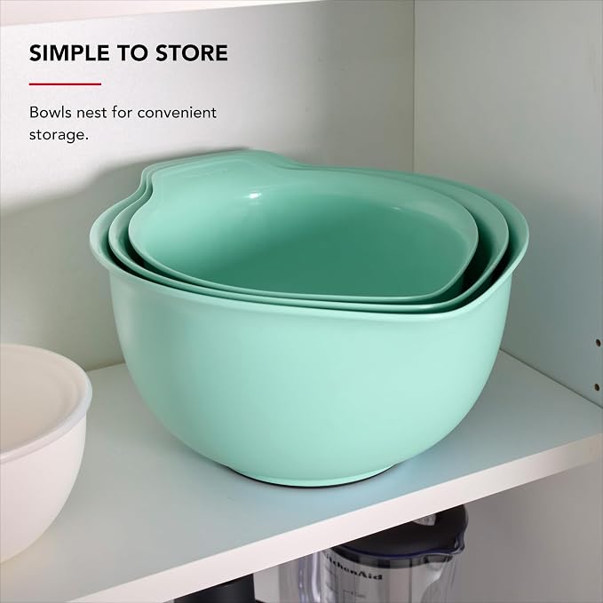 KitchenAid Universal Nesting Plastic Mixing Bowls, Set of 3, Spearmint - Image 5
