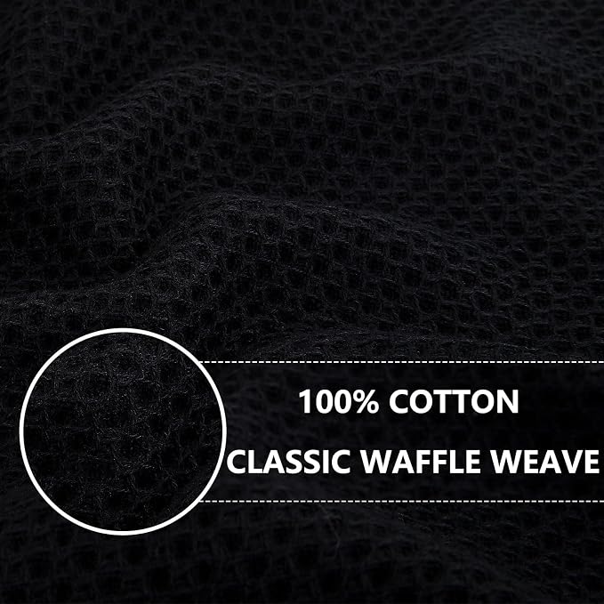 Homaxy 100% Cotton Waffle Weave Kitchen Dish Cloths, 9-Pack, Black | Ultra Soft Absorbent Dish Towels, Quick Drying Dish Rags with Hanging Loop, 12 x 12 Inches - Image 2