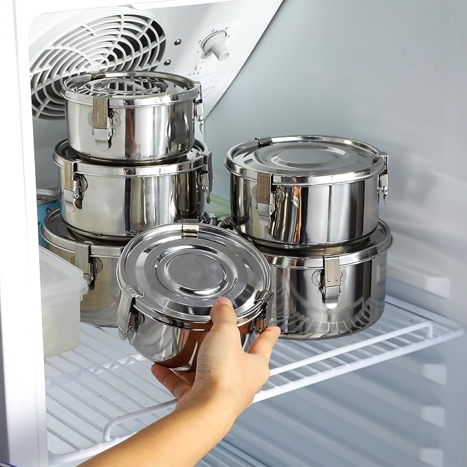 Zopeal 6- Piece Stainless Steel Food Storage Containers with Lids Leakproof Metal Lunch Boxes Stackable Reusable Canisters for Camping Trips Picnic Snacks Salad Soups, 3 Sizes(54oz, 74oz, 101oz) - Image 6