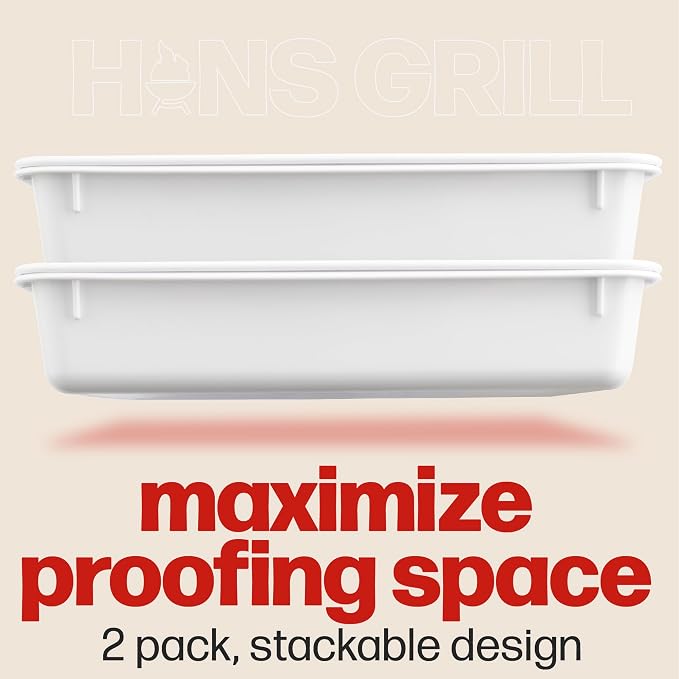 Hans Grill Pizza Dough Proofing Box - Pack of 2 Stackable BPA-Free Trays with Covers - Perfect as a Bread Proofing Box and Dough Container - Premium Quality Pizza Storage Container (2 Pack Large) | BPA-Free Bread Proofing Box Trays, Pack of 2, Holds Up... - Image 3