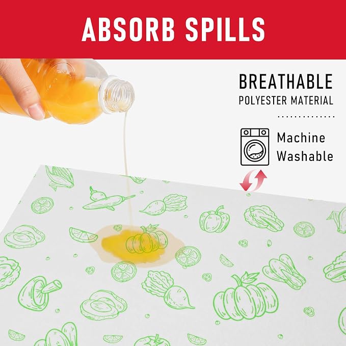 Cooyes Refrigerator Liners 17.7" x 24", Absorbent Strong Grip Fridge Mats Washable, Fridge Shelf Paper for Kitchen Cabinets, Non-Adhesive Refrigerator bin Liners for Shelves - Image 7