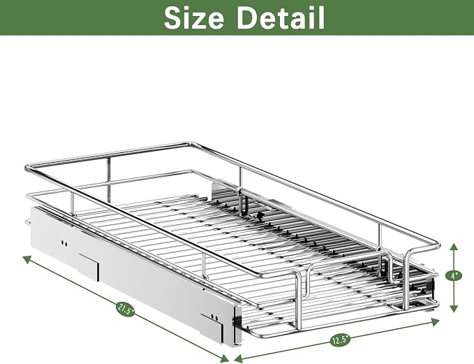 LOVMOR Pull Out Cabinet Organizer 12½" W x 21½" D, Kitchen Cabinet Pull Out Shelves Slide Out Storage - Image 3
