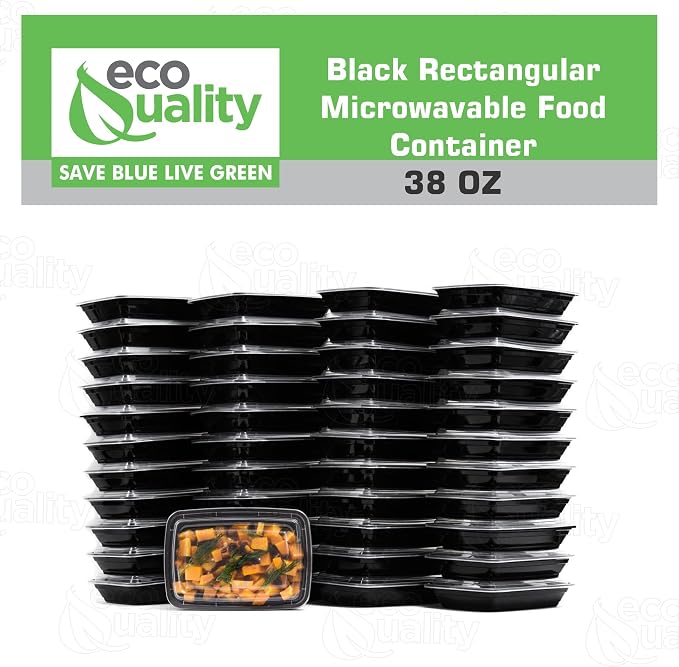38 oz Reusable Food Storage 150 Pack Containers with Lids Rectangular BPA Free Freezer, Microwave & Dishwasher Safe – Airtight & Watertight Stackable, Lunch Meal Prep, To-Go, Bento Box - Image 4