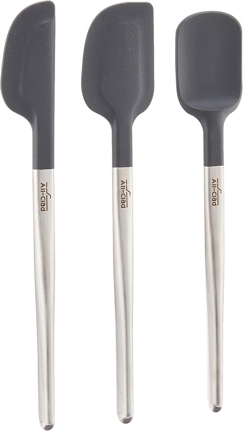 All-Clad Specialty Silicone Kitchen Gadgets 3 Piece Set, Spatulas Kitchen Tools, Kitchen Hacks Silver, Stainless Steel and Black by Unknown