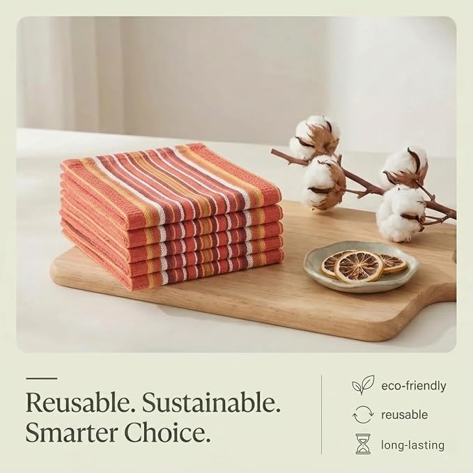 Urban Villa Kitchen Towels Cotton Dish Towels 20”x30” (Set of 6) Rust - Image 8