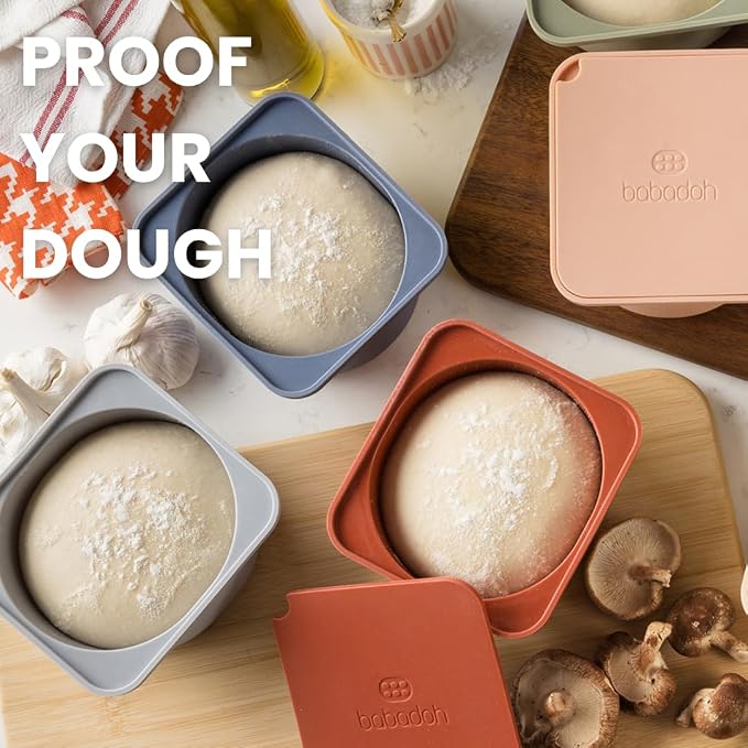 Babadoh Pizza Dough Proofing Silicone Containers with Lids | Pizza Making Accessories | Set of 6 | Multi Spice (2 Sesame, 2 Scallop, 2 Nduja) | Original Size (make 12" Pizzas) - Image 5