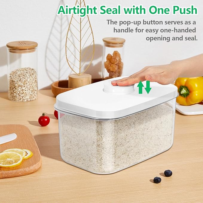 Airtight 12 Lbs Flour Sugar Storage Containers 6.34 Qt Rice Holder BPA Free | Clear PET Plastic Pet Dog Cat Food Storage Container with Pop Up Lid Dry Food Bin for Kitchen Pantry Organization - Image 2
