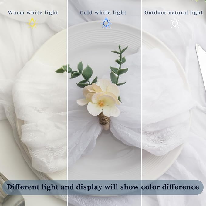 100 Pack White Cheesecloth Napkins Washable 21x21 Inches White Cloth Napkins Set of 100 Dinner Table Napkins for Wedding Cotton Gauze Bridal Baby Shower Rustic Boho Summer Party Table Decor - Image 8