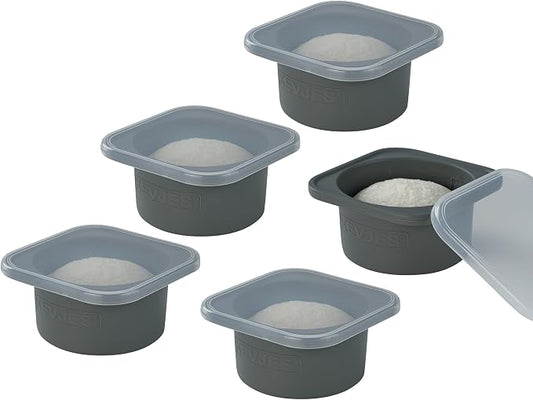 Stackable Silicone Artisan Pizza Dough Proofing Proving Containers with Lids-2/3/4/5 pack-500ml portion (Spacegrey, 5 PACK) by kevjes