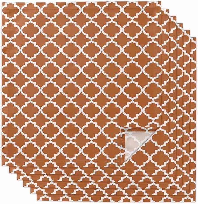 Cloth Napkins Set of 6-20x20 Inches, Orange Moroccon Washable Reusable Table Napkins, Farmhouse Country Minimalist Geometric Soft & Absortbent Dining Napkin for Party Wedding Hotel Restaurant by Unknown