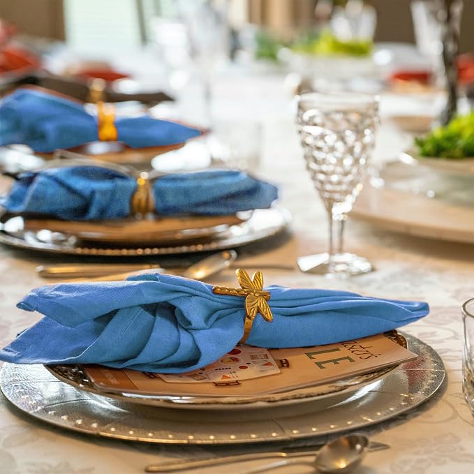 36 Pack Cyan Cloth Napkins, 16 x 16 Inch Cotton with Fringe Settings | Handmade washable reusable cotton dinner napkins in bulk for weddings, parties, rustic boho table settings - Image 6