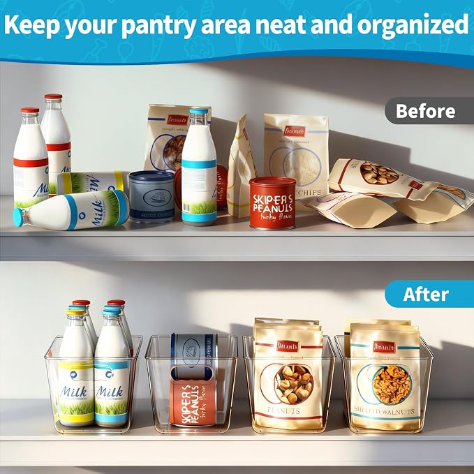 Clear Fridge Organizer Bins with Handles, 6 Pack Medium 10×6×5 Inch | Clear storage bins with handles, food organizer basket for kitchen, fridge, freezer and bedrooms - Image 7