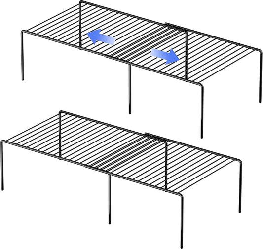Redrubbit Expandable Metal Rustproof Kitchen Counter and Shelf Rack, 4 Piece Set of 2, Space Saver for Kitchen, Fridge, Bathroom by Redrubbit