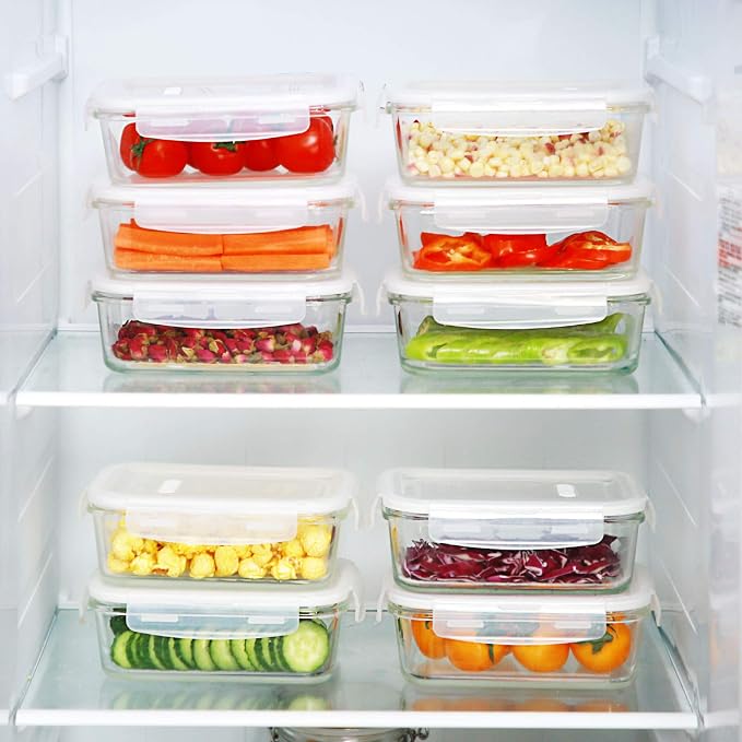 DAS TRUST 10 Pack Glass Meal Prep Containers Meal Prep Bowls Food Storage Containers Glass Food Prep Containers with Lids Lunch Container for Adults Lunch Box Bento Boxes - Image 5