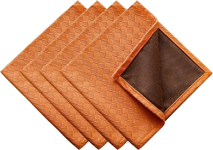 Orange Cloth Napkins Set of 4, 18 x 18 Inch | Reusable Washable Cotton Polyester Dinner Napkins Soft Luxury Elegant Fancy Jacquard Fabric Table Napkins - Image 8
