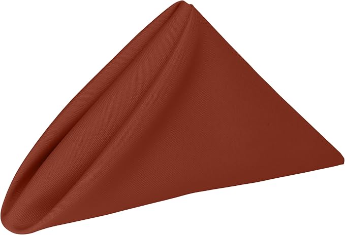 17x17-Inch Polyester Cloth Napkins, Burnt Orange Set of 12 | Bulk Case of 1 Dozen, Dinner Napkins, Square, Serged Edges, Machine Washable, Wrinkle-Resistant, Flame-Resistant by UltimateTextile