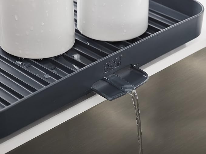 Joseph Joseph Y-Rack Dish Rack and Drain Board Set with Cutlery Organizer Drainer Drying Tray, Large, Gray - Image 3