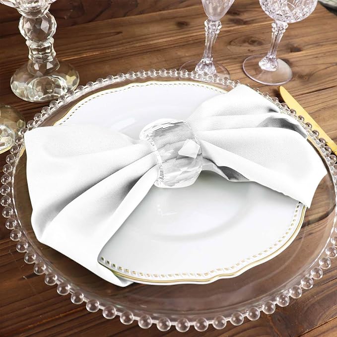 Efavormart Premium Cloth Napkins Set of 5, 17x17 Inch White Seamless Dinner Napkins, Washable Linen Table Napkin Cloth with Hemmed Edges for Weddings, Party and Banquet - Image 8