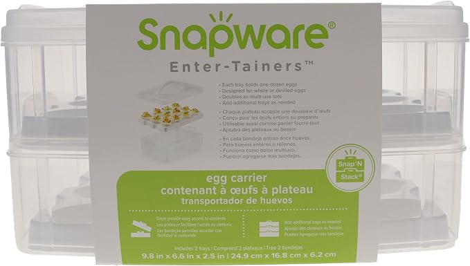 Snapware Snap N Stack 2-Layer Food Storage with Egg Holder Trays - 2 Pack | Dual Storage Levels | Removable Inserts | Secure Closure | Portable Carrier | Durable Construction - Image 3
