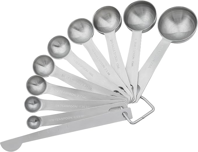 Measuring Cups and Spoons Set, 18/8 Stainless Steel 8 Measuring Cups and 9 Measuring Spoons with Leveler and Measurement Enquivalents, Kitchen and Baking Measure Cups Spoons Set of 19 - Image 4