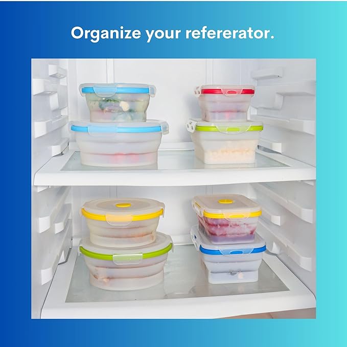 Collapsible Food Storage Containers, 5 Piece, 12-40 oz | Silicone, Airtight Lids, Space-Saving, Reusable Meal Prep, Microwave, Freezer & Dishwasher Safe - Image 6