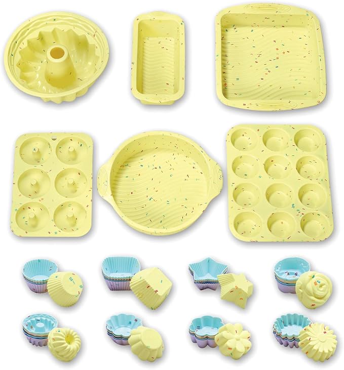 46PCS Silicone Bakeware Set Cake Molds Set For Baking, Including Baking Pan, Cake Mold, Cake Pan, Toast Mold, Muffin Pan, Donut Pan, And Cupcake Mold Silicone Baking Cups Set - Image 9