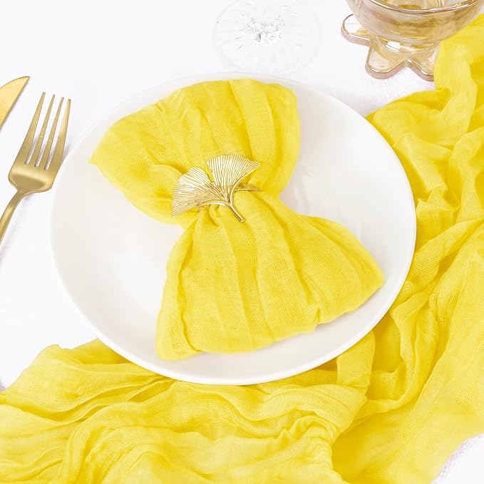 DeZerlor Lemon Yellow Washable Cheesecloth Napkins Set of 30 for Party | Reusable Summer Cloth Napkins Bulk, for Wedding Bridal Baby Shower Dinner Cocktail Birthday Home, 21x21 Inches - Image 3