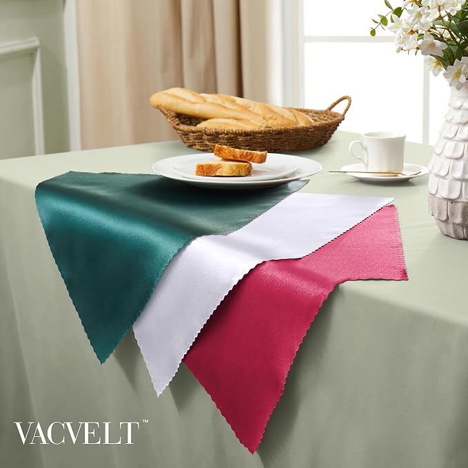 VACVELT 100 Pack White Scalloped Satin Napkins 17x17 Inch Wedding | Scalloped Floral Edges With Silky Smooth Finish, Seamless Design, Machine Washable Wrinkle And Fade Resistant - Image 4