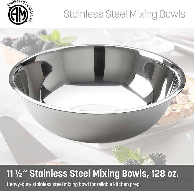 American METALCRAFT, Inc. American Metalcraft SSB500 Stainless Steel Mixing Bowl, 11.5" Diameter, Silver, 5-Quart - Image 2