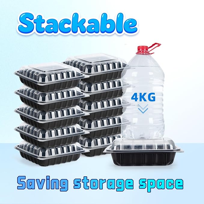 YANGRUI 45-Pack 38 oz 9.5" Commercial Container, Shrink-Wrapped No Pre-Wash | Single Compartment, Heavy-Duty Anti-Fog Lid, Leakproof Microwave Safe BPA-Free PP, for Buffet, Banquet & Hot Holding - Image 6