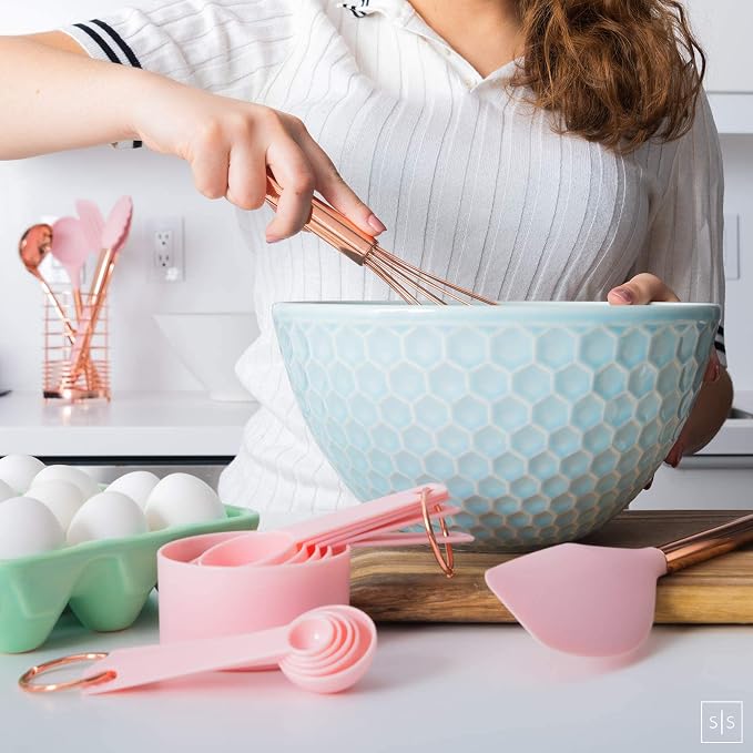 Styled Settings Copper and Pink Kitchen Utensils Set, 17-Piece | Utensils Set with Copper Utensil Holder and Measuring Cups and Spoons for Stylish Cooking and Baking - Image 6