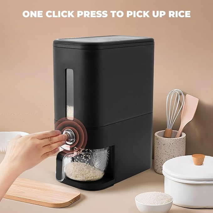 Rice Dispenser 25 lbs I Rice Storage Container 25 lbs with Sponge, Scoop & Measuring Cup I Airtight Rice Container with Lid I Best Food Dispenser Rice Bucket I Cereal Dispenser for Pantry - Image 8