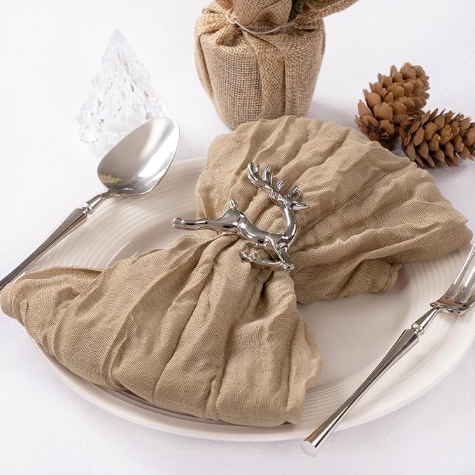 Cloth Napkins Set of 10 21"x21" Reusable Cheesecloth Napkins Bulk Nude | Boho Rustic Dinner Napkins Washable Gauze Table Napkins Cloth Hemmed Edges for Wedding Bridal Shower Family Gathering Decor - Image 5