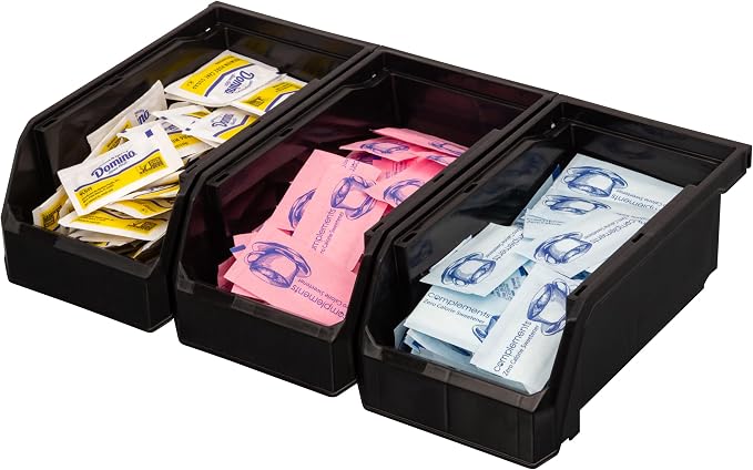 Small Stackable Plastic Storage Bins, 12-Pack, Black | Open-Front Stackable Bins For Garage, Pantry, Closet & Office, 7"L X 4"W X 3"H, Nests When Empty, Durable Plastic, - Image 5