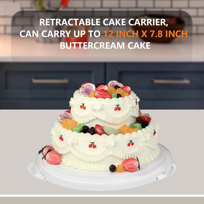 Round Cake Carrier Box with Lid and Handle, Transportation Insulated Bag for Cakes, Cupcakes and Pies, Triple Locking Design for Safe Transportation (Purple, 12 * 12 * 7.9 Inch) - Image 8