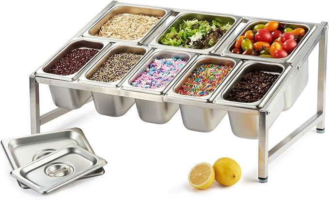 Expandable 18/8 Stainless Steel Spice Rack Set, NSF Certified, 2-Tier Inclined Organizer Shelf with 3 1/6 Pan & 5 1/9 Pan, 13.8"-23.6" Adjustable by CURTA