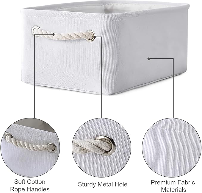 Storage Basket for Gifts Empty - 11.8x7.8x5.2 inch 1 Pack Fabric Storage Cubes, Nursery Organizers and Storage for Closet Cloth Toy Book (White) - Image 6
