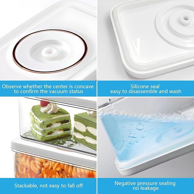 Vixino Vacuum Seal Containers, 3Pcs Reusable Food Storage Containers with Lids for Meal Prep and Freezer,BPA-Free，Microwave Safe，Leak-proof,Airtight (Vacuum Sealer Not Included) - Image 7