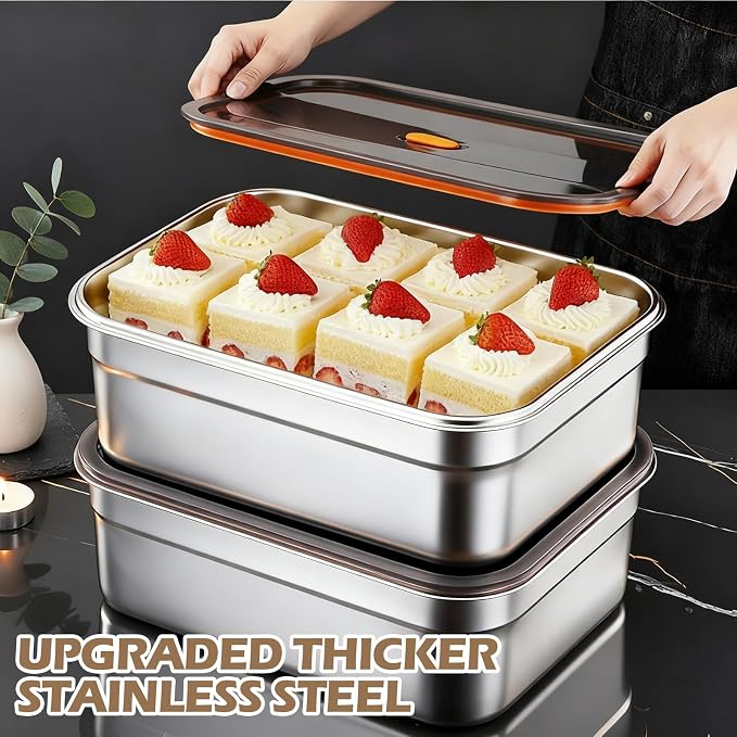 4 Pack Large Stainless Steel Food Storage Containers with Leak-proof Lids 316 Metal Meal Prep Container Lunch Box Freezer Safe Microwave Safe for Meal Prep Bento (41oz, 61oz, 95oz, 128oz) - Image 4