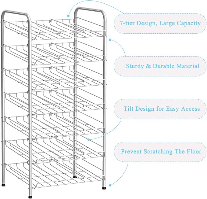 Vrisa Can Organizer for Pantry 7-tier Can Organizer Can Good Organizer for Pantry Shelf Holds up to 84 Cans Can Rack Dispenser for Pantry, Kitchen, Cabinet Silver - Image 5