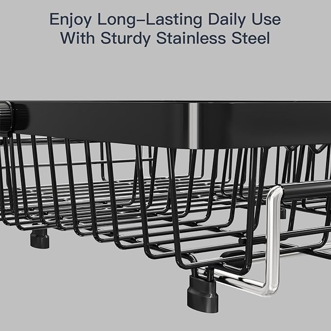 Dish Drying Rack Over The Sink with Utensil Holder | Expandable Stainless Steel Dish Drainer for Small Kitchen, Apartment, RV, Counter Space Saving, Perfect Fit, Rustproof - Image 5