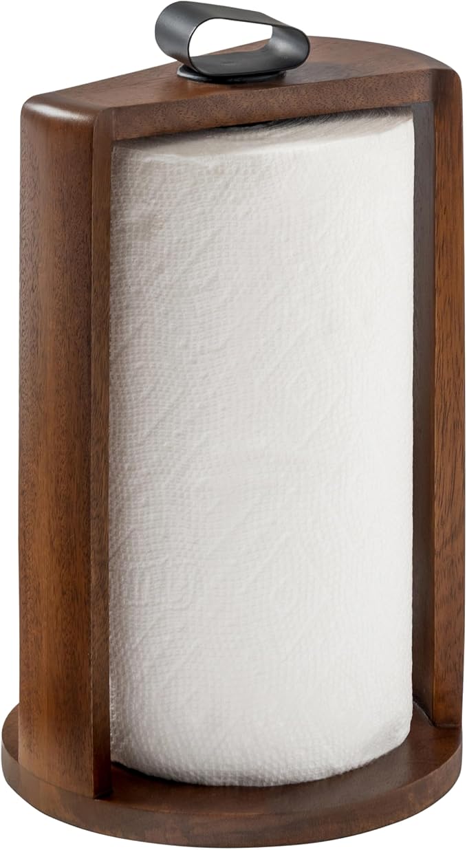 Anji Mountain Wooden Paper Towel Holder with Metal Holder, Holder Stand for Kitchen Roll Organizer & Kitchen Dining Table Home Décor, Countertop Fits Jumbo & Mega Rolls - Walnut/Black, Top Load - Image 2
