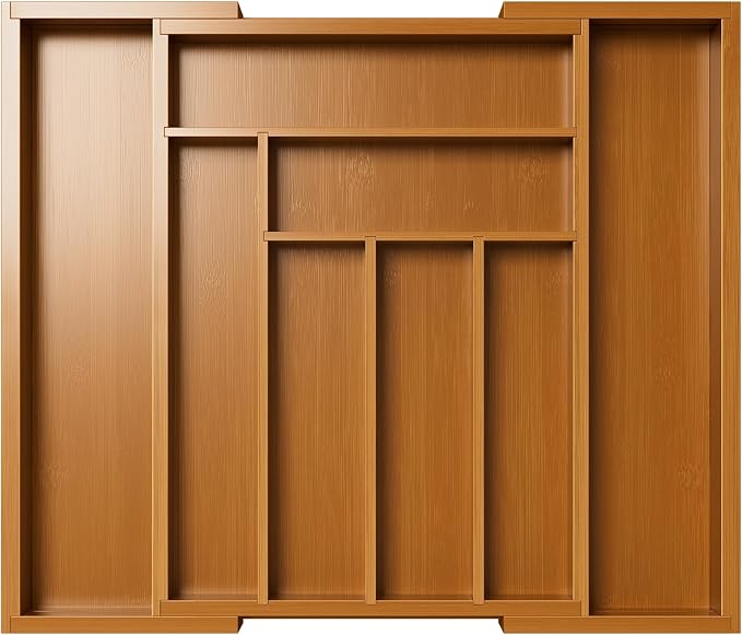 Pipishell Bamboo Expandable Drawer Organizer for Utensils Holder, Adjustable Silverware Organizer Cutlery Tray, Drawer Dividers for Utensils, Flatware, Knives in Kitchen, Bedroom, Living Room Brown - Image 8