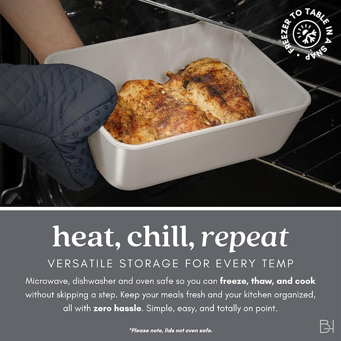 Glass Food Storage Container with Lid, 6-Cup Medium Rectangle | Microwave-Safe Airtight Lid, Oven-Safe Ceramic-Coated Glass | Zero Plastic, No PFAS/PFOA/BPA, Reusable [Crema] - Image 5