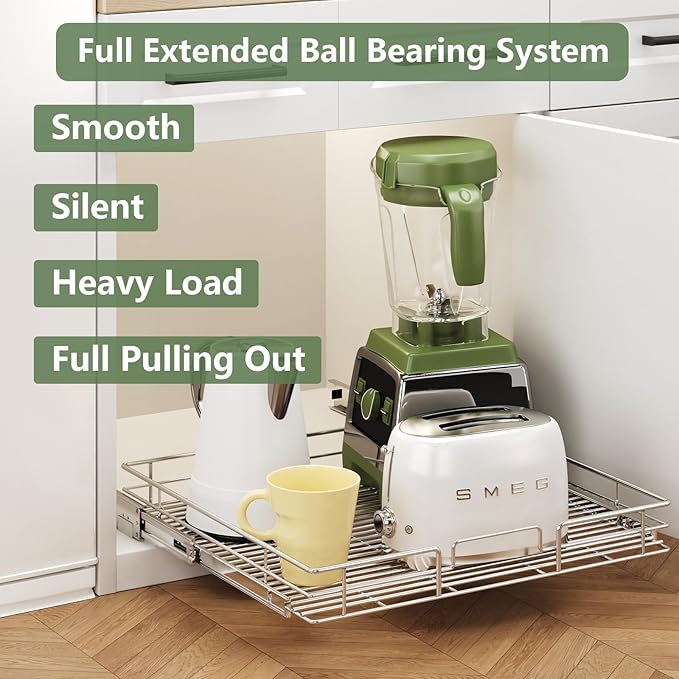 LOVMOR Pull Out Cabinet Organizer 25½" W x 21½" D, Kitchen Cabinet Pull Out Shelves Slide Out Storage - Image 2