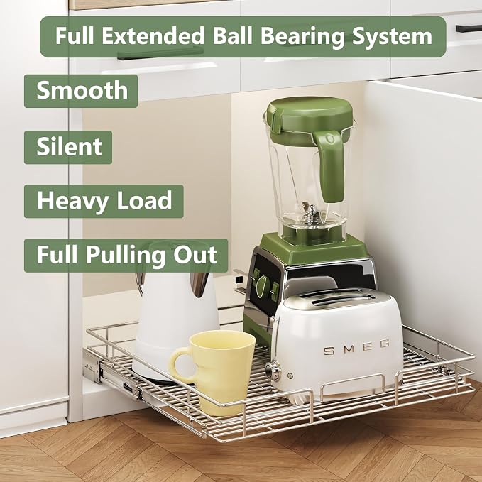 LOVMOR Pull Out Cabinet Organizer 27" W x 21½" D, Kitchen Cabinet Pull Out Shelves Slide Out Storage - Image 2