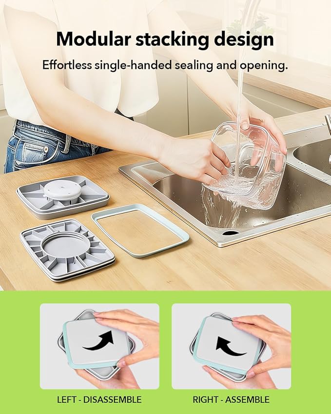 Airtight Food Storage Container with One-Touch Lid, 8-Piece Set (1.3, 2.1, 2.9, 3.6 QT* 2) Stackable Durable BPA-Free for Flour, Cereal & Complete Pantry Organization. - Image 5