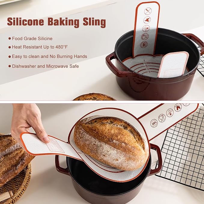 Banneton Bread Proofing Basket Set, 11 Inch Sourdough Proofing Basket and Bread Baking Supplies-Bread Lame, Danish Whisk, Bowl & Dough Scraper, Brush, (Rattan, 10in Round +10in Oval+1 Set Jar Kit) - Image 4
