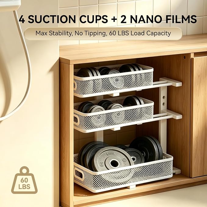 1 Pack 3 Tier Under Sink Organizer with Pull Out Drawer, Height Adjustable Heavy Duty Metal Under Cabinet Organizer, Smooth Sliding Storage Shelf for Kitchen, Bathroom Cabinet Organization, White - Image 7