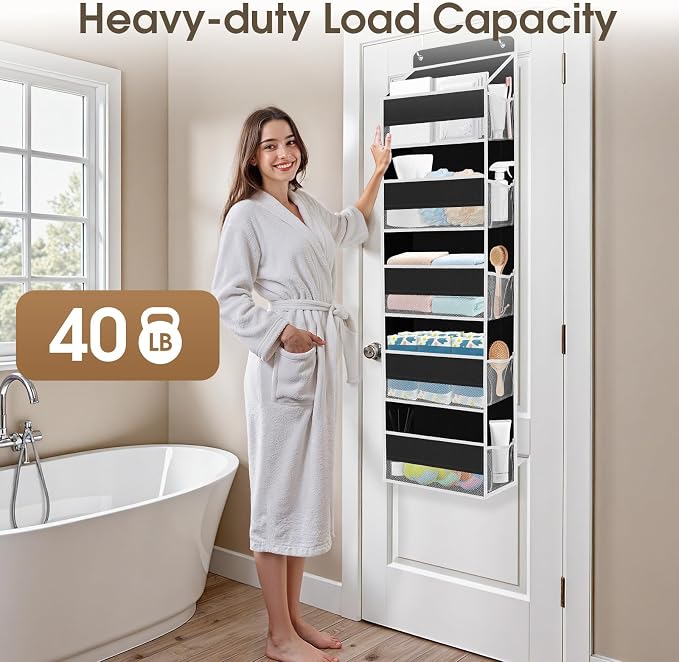 2 Pcs Over The Door Organizer Large Capacity Hanging Storage Room Organizer | 40 lb Capacity, Ultra-Sturdy, Foldable, Mesh Design with Clear Window, Space-Saving Organizer for Pantry, Nursery & Closet - Image 5
